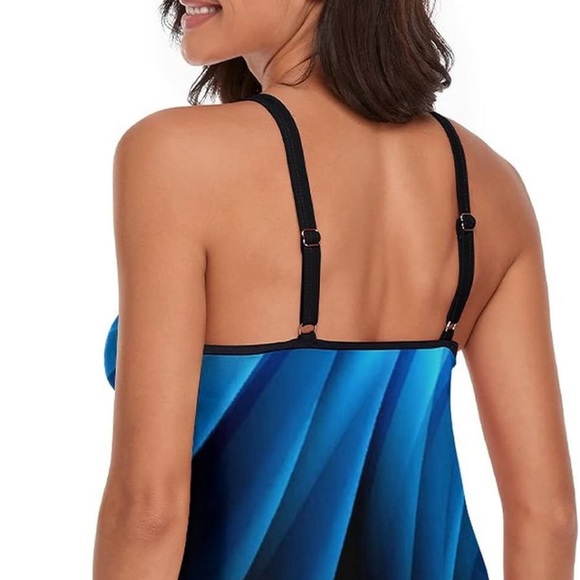 Tankini Swimsuit Tummy Control Flowy Swimwear Swim Tank Top with Boyshorts - Picture 3 of 5